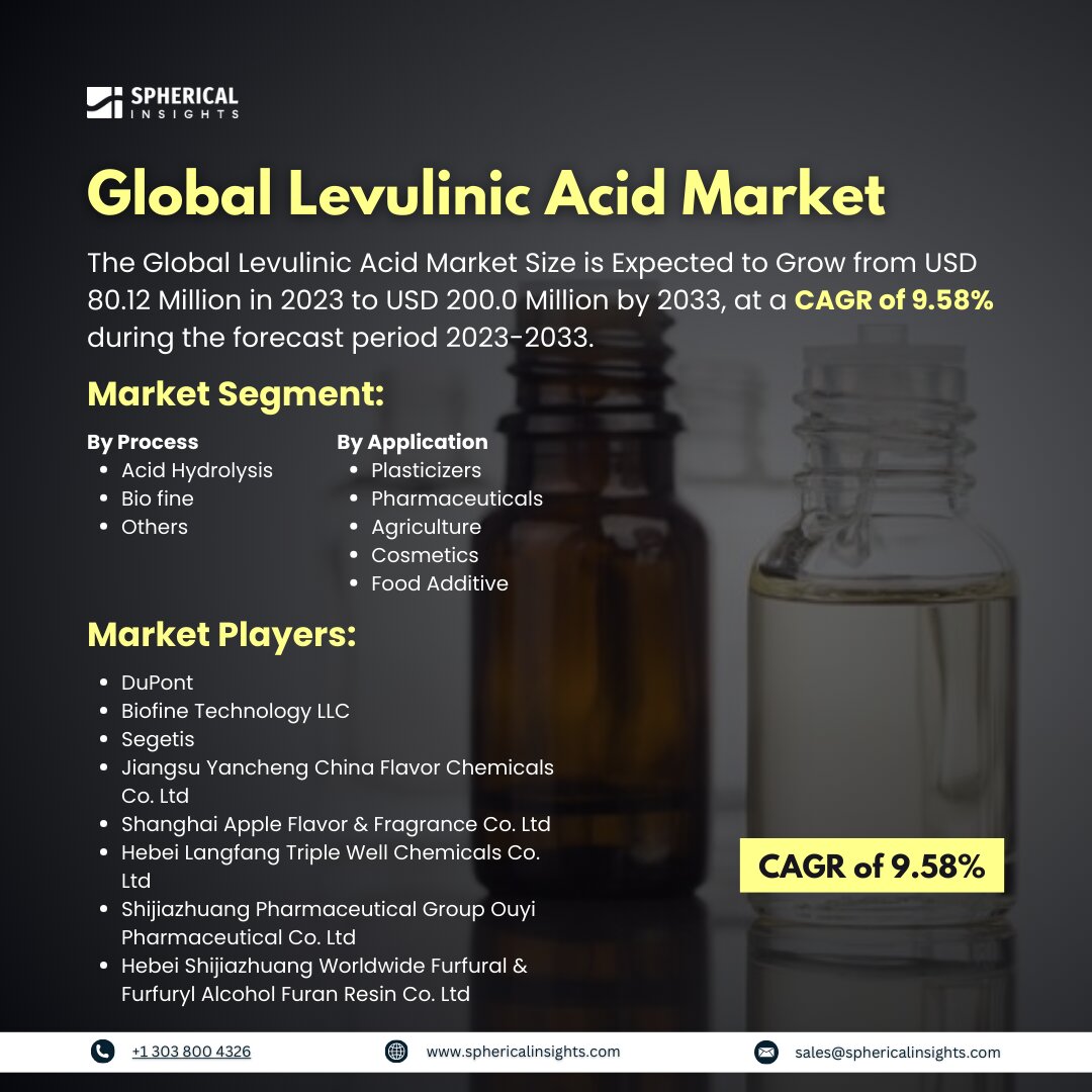 Global Levulinic Acid Market Size to worth USD 200.0 Million by 2033: Market Insight Report